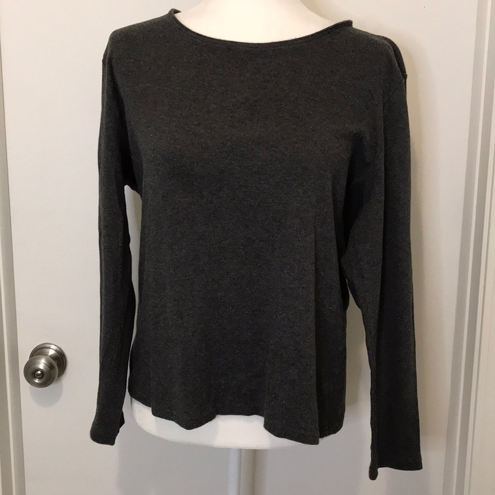 Karen Scott Cotton Gray Long Sleeve Tee